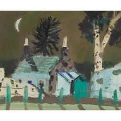 David McClure, HOUSES BY MOONLIGHT, 1967, oil on board
