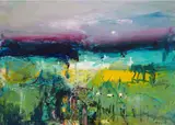 Nael Hanna, FIELDS MEET THE SEA, oil on canvas