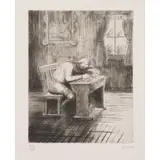 Henry Moore, GIRL DOING HOMEWORK III, 1974, Etching, 35/50