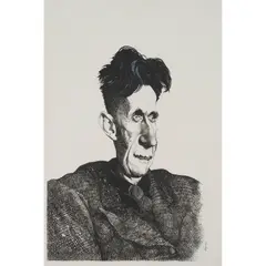 John Byrne, PORTRAIT OF GEORGE ORWELL, ink and bodycolour on paper