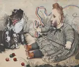 John Byrne, BOY AND DOG, watercolour and gouache