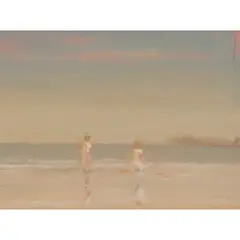 Jack Vettriano, HAZY BEACH FIGURES, oil on canvas board