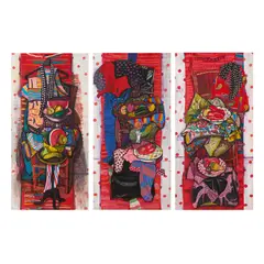 Leon Morrocco, STILL LIFE WITH CHAIR - TRIPTYCH, 1987, All three panels signed and dated '87 in pencil lower left, mixed media