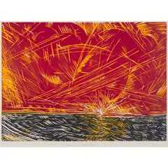 John Houston, SUNSET, GULLANE BAY, Woodcut, A/P