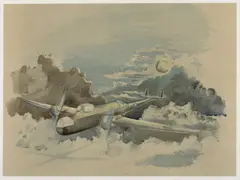 Paul Nash, MOONLIGHT VOYAGE (POSTAN L22), 1940, lithograph in colours