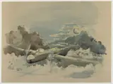 Paul Nash, MOONLIGHT VOYAGE (POSTAN L22), 1940, lithograph in colours