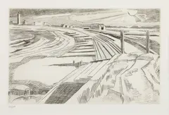 Paul Nash, THE WALL - DYMCHURCH, c.1923, etching, 21/50 , from a later edition of 50 plus 10 APs