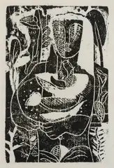 Edward Burra, CUPBEARER, 1929, woodcut, outside of the original edition of 25 and later edition of 45