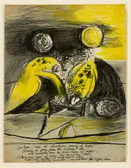Graham Sutherland, FOLDED HILLS (WITH TWISTED BRANCH AND BLAZING TAPERS) - ILLUSTRATION FOR HYROGLYPHICS BY FRANCIS QUARLES, FOR POETRY LONDON, 1943 (Tassi 47), lithograph, from the edition issued for Poetry London , edition size unknown