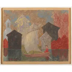 John Armstrong, STUDY FOR 'THE SAIL', 1954, oil on paper, laid down on hessian