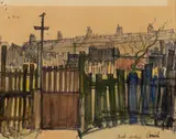 Norman Cornish, BACK GARDENS, 1964, ink and watercolour on paper