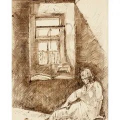 Robert Colquhoun, LADY SEATED IN INTERIOR, 1939, ink and wash on paper