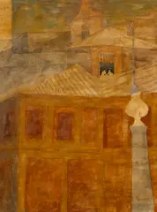 Piotr Potworowski, SIENA TOWNSCAPE, 1955-1957, oil on paper