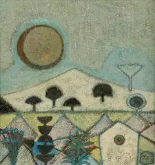 John Christopherson, THE HILL OF VISION, 1977, oil on board