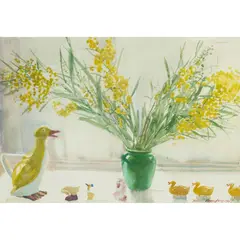 David Remfry, MIMOSA AND DUCKS, 1987, watercolour