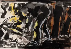 Josef Herman, MINERS, ink, watercolour and gouache on paper
