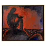 Josef Herman, WELSH MINER - SUNSET, oil on hardboard