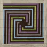 Lucienne Day, WHIRLIGIG, c.1980, silk mosaic tapestry mounted on board