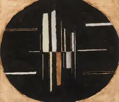 Alan Reynolds, FORMS ON A BLACK OVOID, 1962, gouache and watercolour on paper laid on board