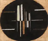 Alan Reynolds, FORMS ON A BLACK OVOID, 1962, gouache and watercolour on paper laid on board