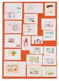 Patrick Caulfield, COLLECTION OF 19 STUDIES, one inscribed signature pots in pencil, pencil, felt tip, pen, ink and crayon, all mounted together on red card