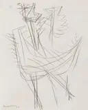 Bernard Meadows, DOUBLE-SIDED DRAWING FOR SCULPTURE (COCKS), 1955
