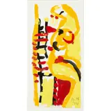 Roger Hilton, GOUACHE (NUDE ON A LADDERBACK CHAIR), 1974, initialled and dated in charcoal (lower right), gouache on paper