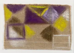 Margaret Mellis, PURPLE, YELLOW AND WHITE STUDY, c.1980s, oil on unprimed canvas