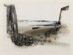 Paul Feiler, CORNISH COVE, 1954, pastel, charcoal and oil on paper