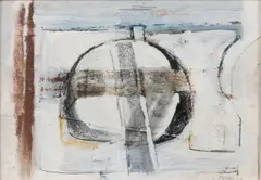 Paul Feiler, COMPOSITION, 1964, black crayon, gouache, collages and pastel
