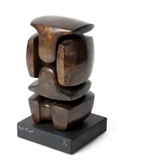 Paul Mount, LOGGING LADY, patinated bronze on slate base