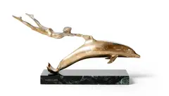David Wynne, BOY WITH A DOLPHIN, 1979, the marble stamped and numbered DAVID WYNNE 59/250 / MAPPIN & WEBB