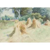 David Foggie, CORN STOOKS, watercolour