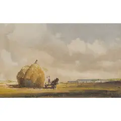 William Wells, TAKING IN THE HARVEST, watercolour