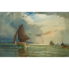 Tom Scott, ON THE MAAS NEAR DORDRECHT, HOLLAND, watercolour