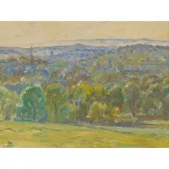 John Miller, CITYSCAPE, oil on board
