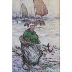 Robert McGowan Coventry, GATHERING MUSSELS, watercolour