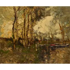 William Alfred Gibson, RIVER BOATS, oil on canvas