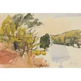 George Haig, 2nd Earl Haig, BY THE RIVER TWEED, watercolour and ink