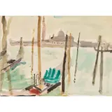 George Haig, 2nd Earl Haig, SAN GIORGIO WITH GONDOLAS, watercolour, ink and pencil