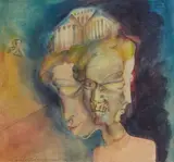 Leslie Hurry, TRIUMVIRATE, 1944, ink and watercolour on paper