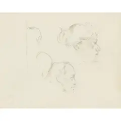Augustus John, STUDIES AT THE MUSIC HALL, Pencil on paper
