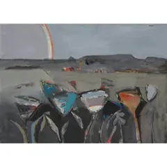 James D. Robertson, LANDSCAPE WITH RAINBOW, 1971, oil on board