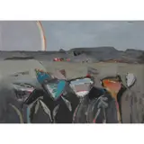 James D. Robertson, LANDSCAPE WITH RAINBOW, 1971, oil on board