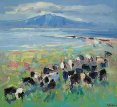 James Fullarton, CATTLE BY THE SEA, WEST COAST, oil on canvas