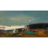Nael Hanna, MOONLIGHT OVER THE NORTH SEA, oil on board