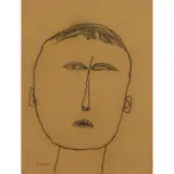 Pat Douthwaite, HEAD, charcoal on brown paper