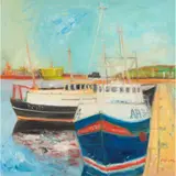 John Bellany, THE 'RADIANT STAR' IN AN EAST COAST HARBOUR, oil on canvas