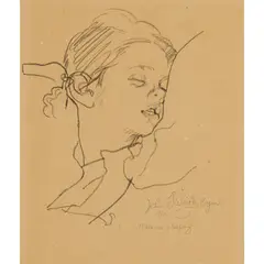John Byrne, MELANIE SLEEPING, 1970, pencil on buff paper
