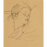 John Byrne, MELANIE SLEEPING, 1970, pencil on buff paper
